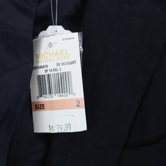 New Michael Kors Womens Size 2 Linen Blazer Jacket Midnight Blue Dark - Picture 4 of 7